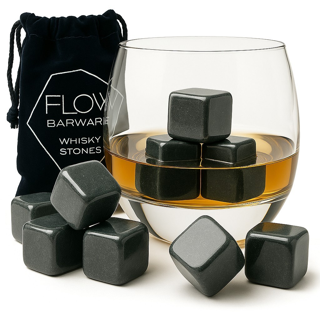 12x Whisky Steine Set Getränke Kühlsteine, Whisky Eiswürfel, Bar Geschenk für Ihn