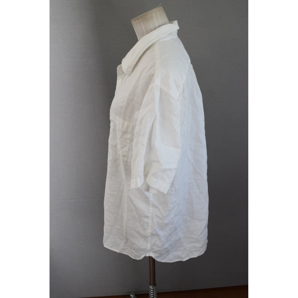 Vince Mens Classic Fit White Linen Shirt Large Short Sleeve Button Up Shirt - Image 2 of 4