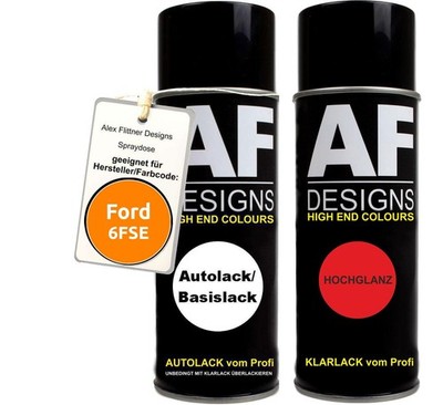 Spraydose für Ford 6FSE Electric Orange Perl Basislack Klarlack Sprühdose 400ml