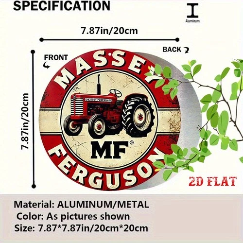 Massey Ferguson Round Vintage Tractor Tin Metal Signs Home Décor 8x8