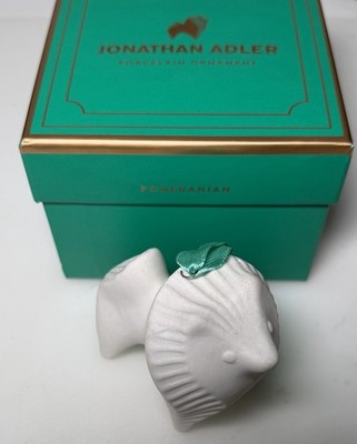 Jonathan Adler White Pomeranian Porcelain Ornament In Box Xmas Christmas 2022