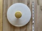 Vintage Pyrex Milk Glass Lid W/ Yellow Knob In Excellent Condition No Chips