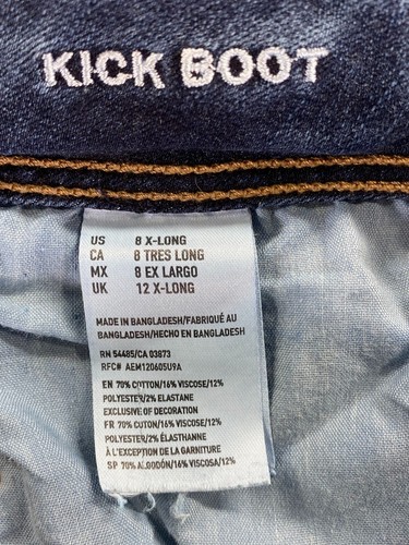 American Eagle Jeans Womens 8 X-Long Blue Kick Boot Stretch Dark Denim Classic - Picture 4 of 12
