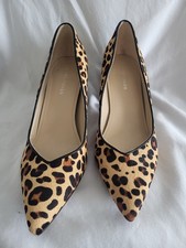 Women's Marc Fisher Leopard Print Fur Calf Hair 8M Block Wedge Heels