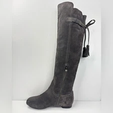 Joan & David Hinder Grey Suede Tassels Designer Over The Knee Boho Boots 7