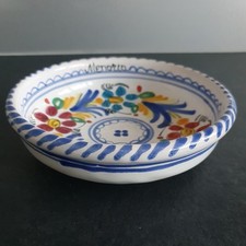 Menorca Hand Painted Ceramic Dish Spanish Souvenir Pottery Floral Design 15.5cm