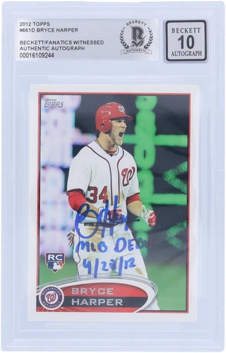 Bryce Harper Nationals Signed 2012 Topps Series 2 #661D BAS 10 Rookie Card with