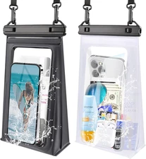 2 Pack Large Waterproof Phone Pouch, IPX8 Double Sealing Floating Waterproof Bag