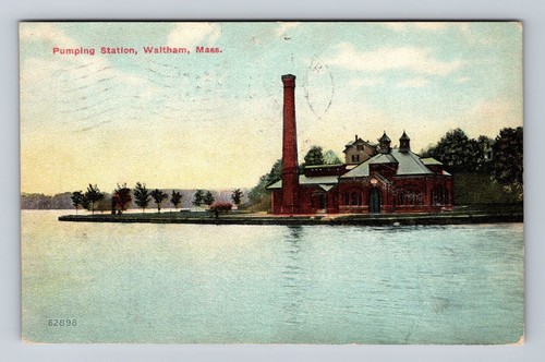 Waltham MA-Massachusetts, Panoramic View Pumping Station Vintage Postcard