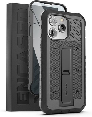 ENCASED Pantera iPhone 14 Pro Hülle 6,1 Zoll mit integriertem Displayschutz Schwarz