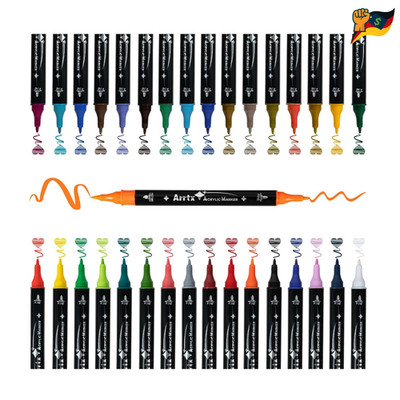 Arrtx Acrylmarker 32 Farben Dual-Tip Pinsel Feine Malen Steine