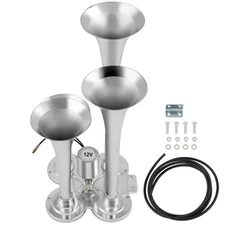 Air Horn with Electric Air Valve 12V 4 Trumpet For Van Train Car Boat Semi Truck