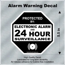 Decoy Alarm System Warning Decal 5.5" Black & White High Quality Laminated Sign