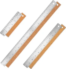 Metal Ruler with Cork Backing 6+12+18 Inch Stainless Steel Ruler... 