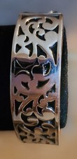 Silver Tone Swirl Hinged Bangle Bracelet