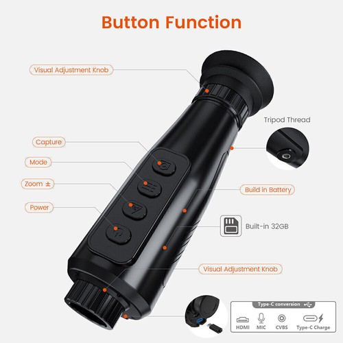 Thermal Monocular AI 384*288 50Hz Thermal Imager 8X Zoom Handheld Scope Camera - Picture 9 of 23