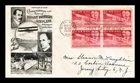 DR JIM STAMPS US COVER WRIGHT BROTHERS AIR MAIL FDC SCOTT C45 BLOCK OF 4