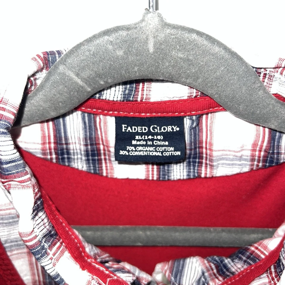 Vestido Faded Glory Niñas Talla 14/16 Denim Cuadros 4 de Julio Foto 4 de 4