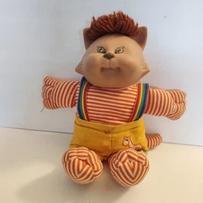 1983 Cabbage Patch Kids Koosas Stuffed Body Doll 15” Cat Stripe Rainbow Vintage 