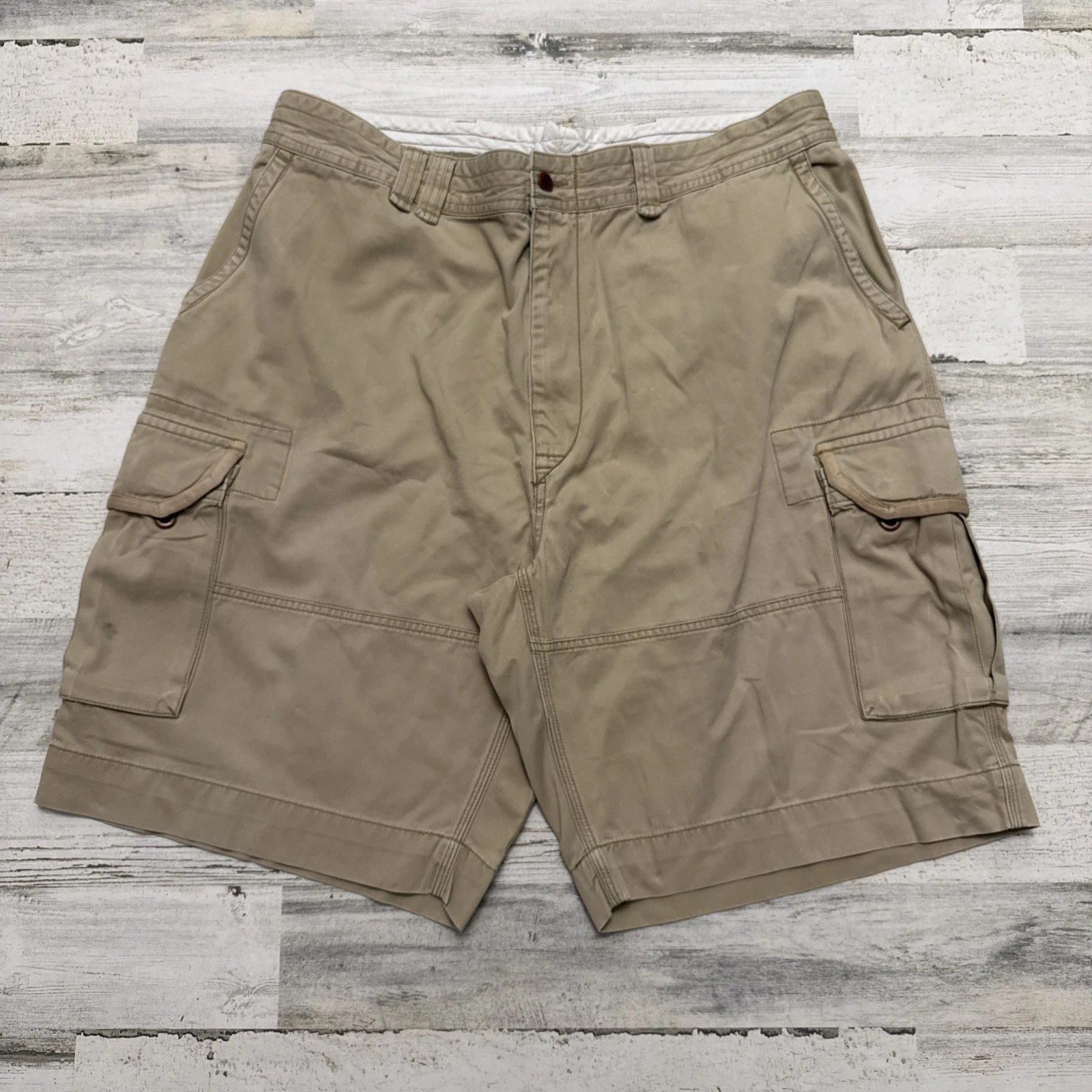 Polo Ralph Lauren Khaki Utility Cargo Shorts 44 BIG Baggy Essential