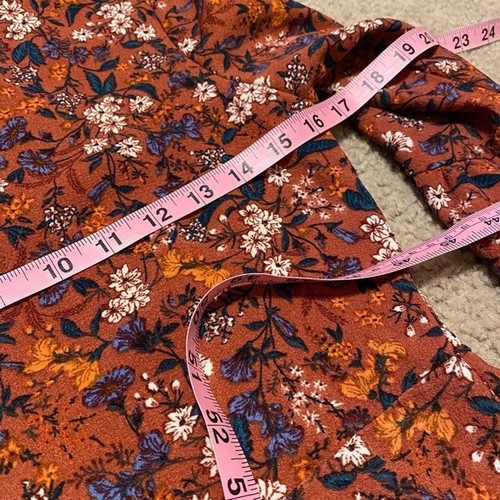 Gilli Floral Print Bell Sleeve Dress Rust Orange V Neck Fall Autumn - Picture 13 of 13