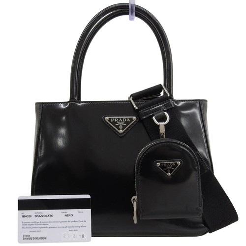 PRADA Bag: 2WAY Bag 1BA320 Black W22.5H17D9cm w/strap card case;