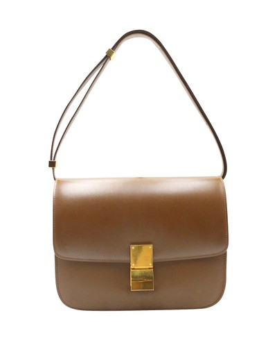 Celine Medium Box Bag In Brown Calfskin Leather Women Tan One Size