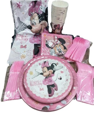 Minnie Birthday Party Supplies,113pcs Minnie Mouse Party Decorations Tableware