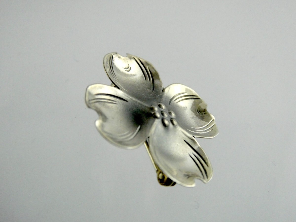 Vintage Nye Stuart Sterling Silver Dogwood Flower Pin or 