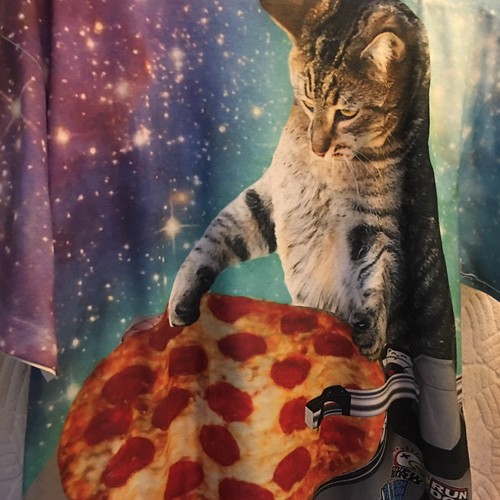 Cat DJ Spinning On Pizza T- Shirt Size Large - Picture 5 of 12
