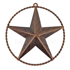 Small Texas Barn Star Twisted Ring Wall Decor Tin Metal Bronze Finish 6 1/4 inch