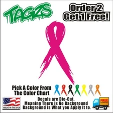 Distressed Cancer Awareness Ribbon DieCut Vinyl Window Decal Sticker Car Truck
