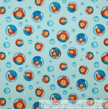 BonEful FABRIC FQ Cotton Quilt Aqua Blue Paddington Bear Bubble Water Dot Movie
