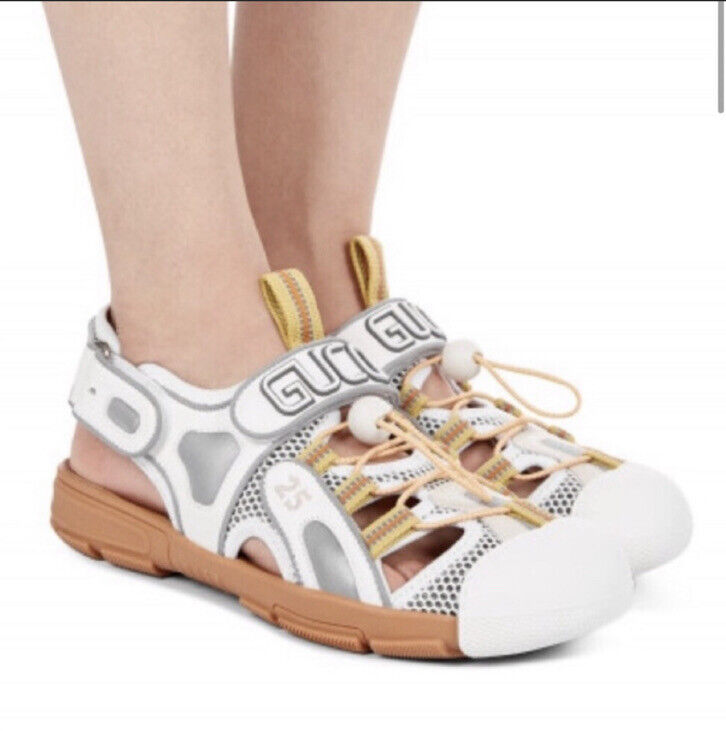GUCCI Sport Sandal White Tinsel Athletic Summer Shoes Loess GUCCI Sport Sandal White Tinsel Athletic Summer Shoes Loess