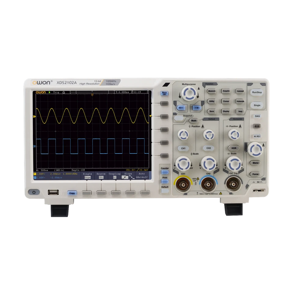 OWON XDS2102A 100MHz 12 bits 20M  High Resolution ADC Digital Oscilloscope - Image 4 of 4