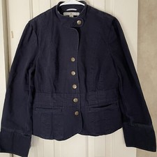 Vintage Tommy Hilfiger Women Jacket Size LARGE Navy Blue Corduroy Snap Closure