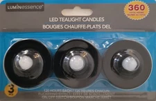 Halloween Flickering BLACK LED Tealight Candles with batteries 3/Pk