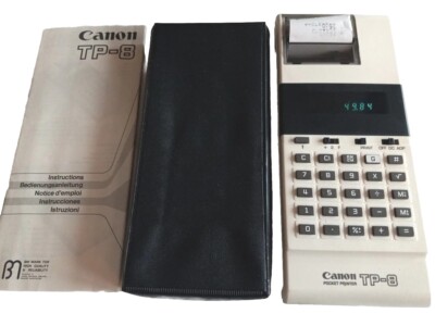 Vintage Canon TP-8 Pocket Printer Calculator Adding Machine in Box, Manual
