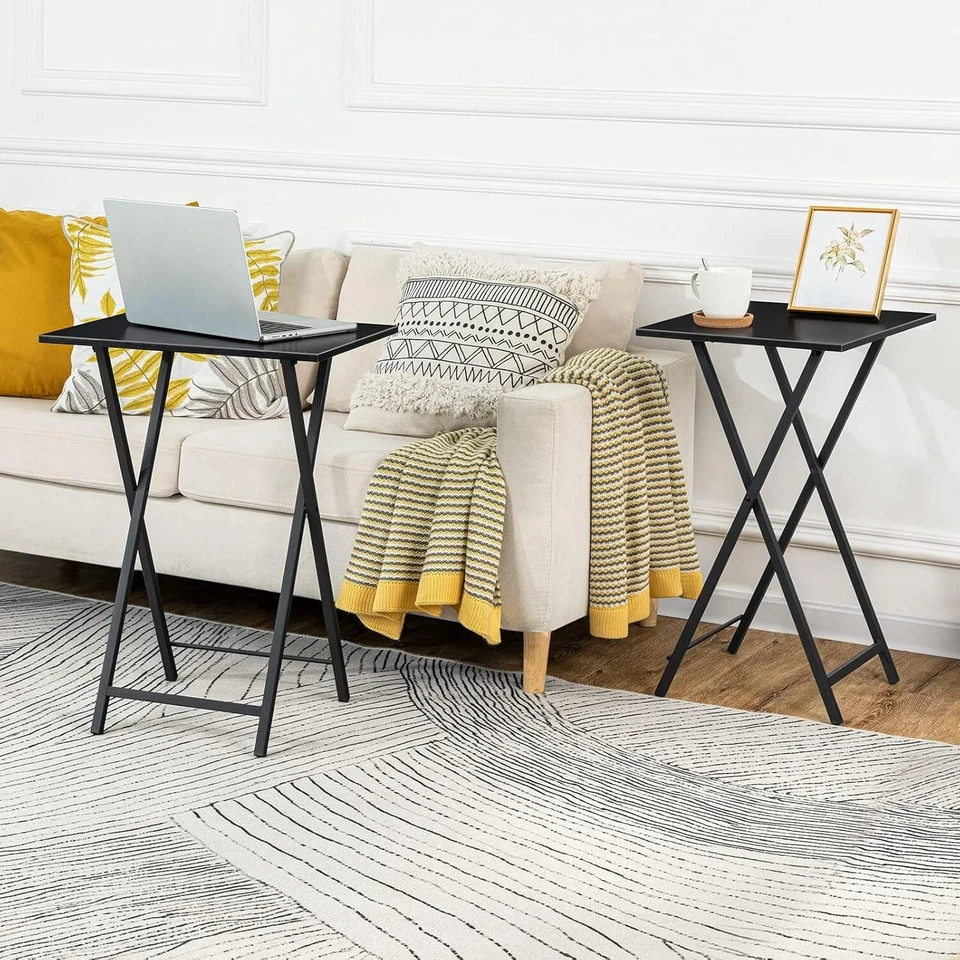 Juego de 2 Mesa Plegable Bandeja TV Mesa Auxiliar Clásica, 14.2" x 18.9" x 26.2" Foto 4 de 4