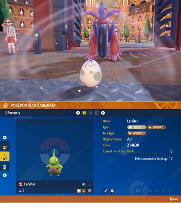 Pokemon Scarlet/Violet  SHINY LARVITAR EGG Trade 6IV Adamant Hatch Your Own!