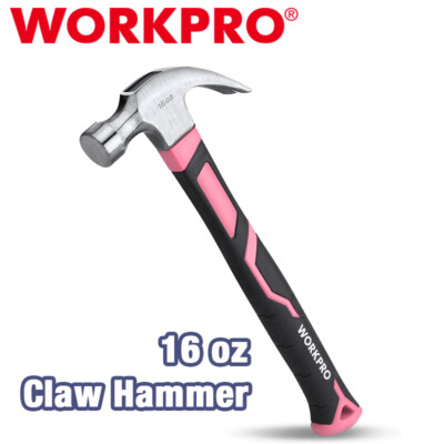 WORKPRO 16 oz Fiberglass Handle Claw Hammer Forged Hardened Steel Head Hammer US