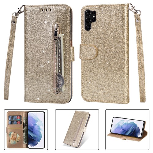 Shiny Leather Zip Wallet Case for Samsung S24/S23/S22/S21/A06/A16 w/Wrist Strap - Picture 30 of 46