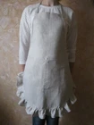 Cute 100% Linen Apron with Ruffle. Linen Pinafore with Pockets