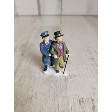 Police cop assisting blind elderly man Village accessory Xmas