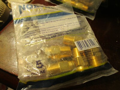 1/2'' Tube x 1/2'' Male NPT Brass Northway  P-T-C DOT Air Brake Connector QTY 5