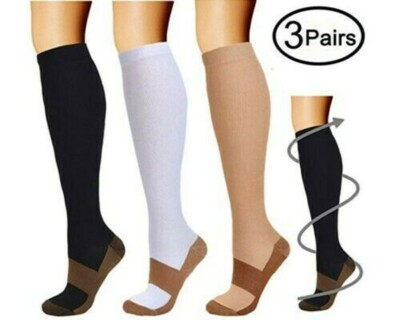 #ad Black Pressure Socks High Elasticity Long Stockings Men Woman Socks Relief Pain $18.98