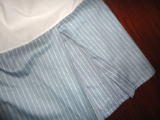 MACY'S CHARTER CLUB BLUE & WHITE PINSTRIPE KING BEDSKIRT 16"  SPLIT CORNER