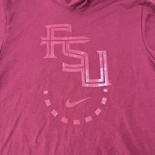 NWOT Nike Florida State Seminoles FSU Hoodie Mens L Garnet Short Sleeve Pullover - Picture 2 of 9