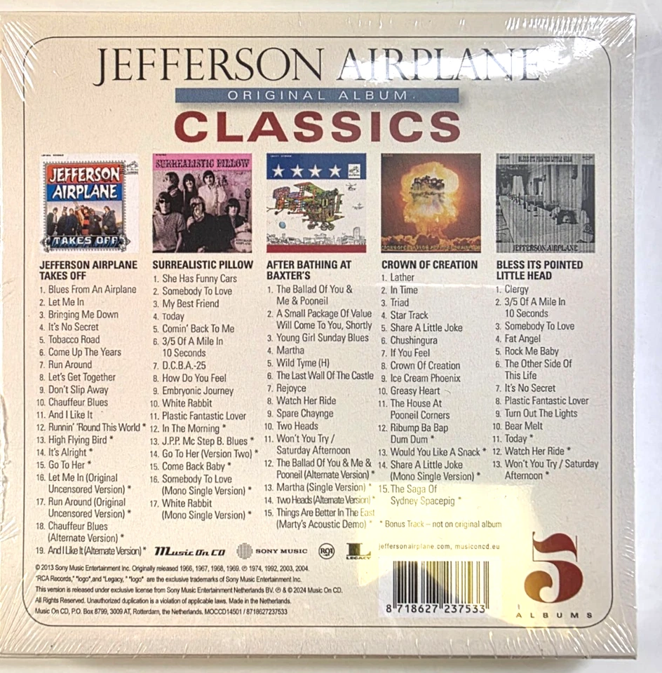 Jefferson Airplane – Original Album Classics 5 x CD Boxset 2013 compilation - Image 2 of 4