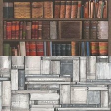Rasch Luxury Library Bookcase / Vintage Bookshelf 10m Wallpaper 2 Colours